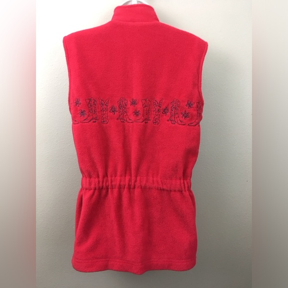 Line Two red fleece zip front western style vest - Picture 2 of 16